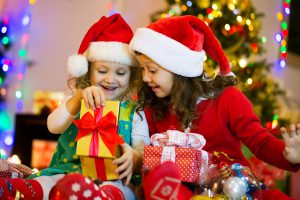 Children opening presents